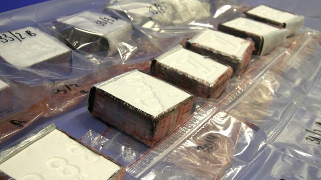 The AFP and Australian Border Force seize the second-largest haul of cocaine in Australia, 1.28 tonnes was discovered hidden in a container of prefabricated steel. Picture: AFP