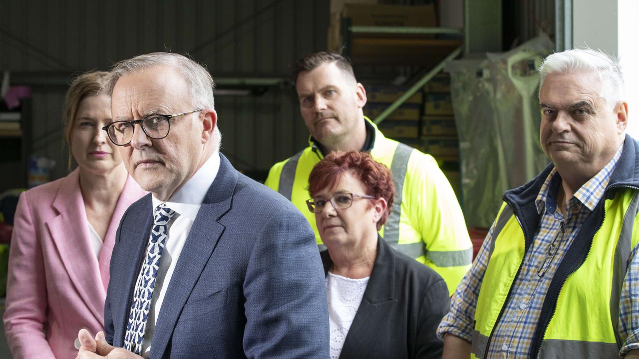 Prime Minister Anthony Albanese visits the Tassal processing facility at Barretta earlier this month. Picture: Chris Kidd