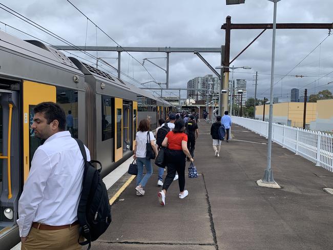 Commuters at Clyde Train Station.