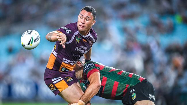 Jaydn Su'A (left) could be on his way out of Brisbane... to join Wayne Bennett’s Bunnies. Picture: AAP