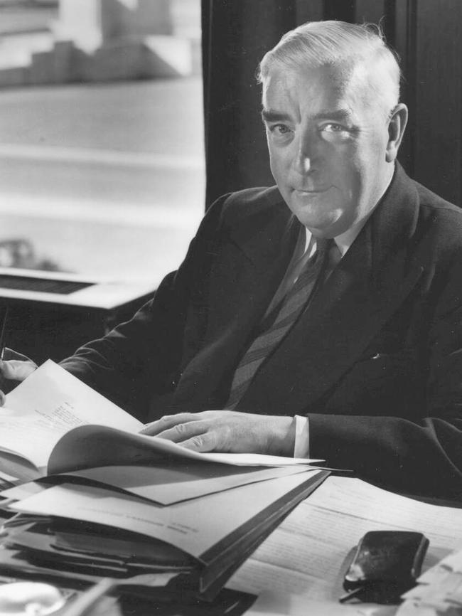 Sir Robert Menzies at his desk in Parliament House. Picture: National Library of Australia