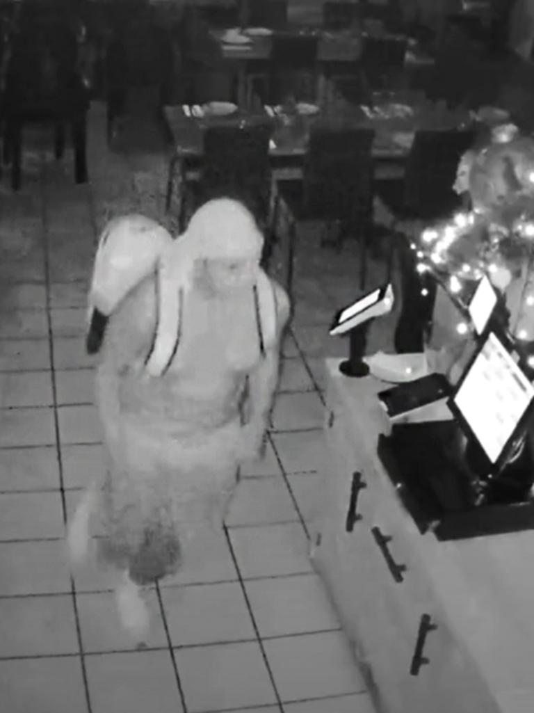 A person breaks into Kalidonis Taverna. Supplied: CCTV Footage