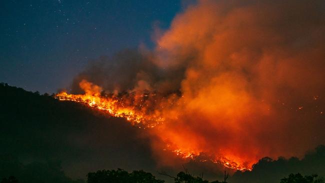 The devastating Sarabah fire at the back of Canungra. Picture: Jacob Graham of 1G Photography.