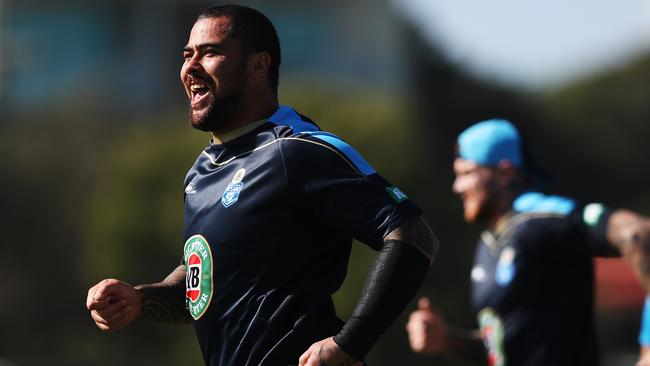 NSW's Andrew Fifita during NSW State of Origin training at Cudgen Leagues Club, Kingscliff. Picture: Brett Costello