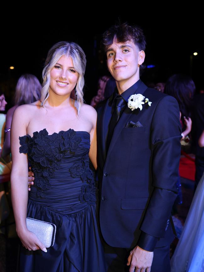 Sienna Hughes and Emilio Ramirez at the Emmanuel College class of 2025 formal at HOTA for Gold Coast at Large. Picture, Portia Large.