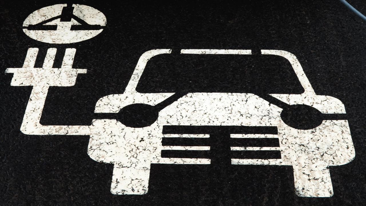 Sign of the times ... a painted symbol for a special parking bay for electric cars. Picture: Supplied.