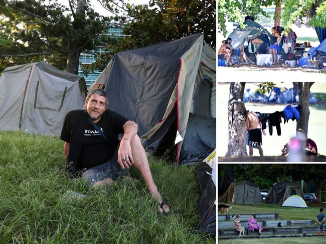 Tent cities have popped up across Brisbane.