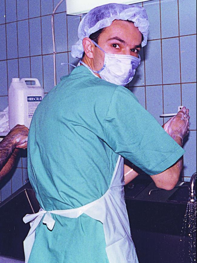 Dr Munjed Al Muderis scrubs up as a young surgeon in Baghdad. Picture: supplied