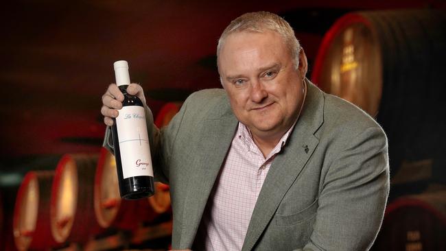 Penfolds global ambassador Jamie Sach with a bottle of the new Grange La Chapelle 2021. Picture: Dean Martin