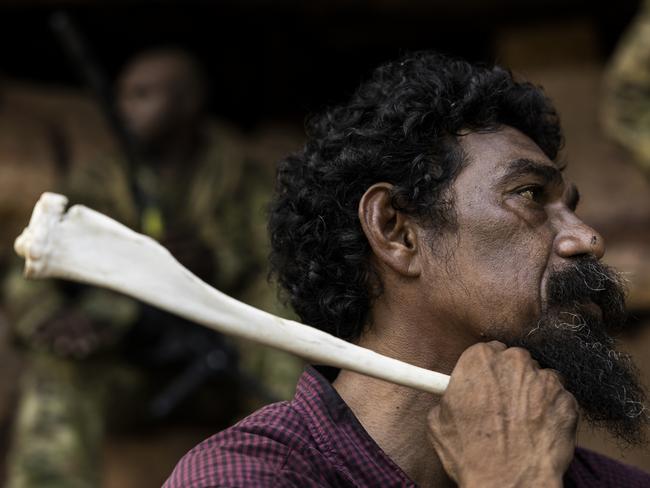 An indigenous sacred men’s site near Wudikapildyerr, seen by guidance of local man Kenny Ahfat (pictured). Picture: Dylan Robinson