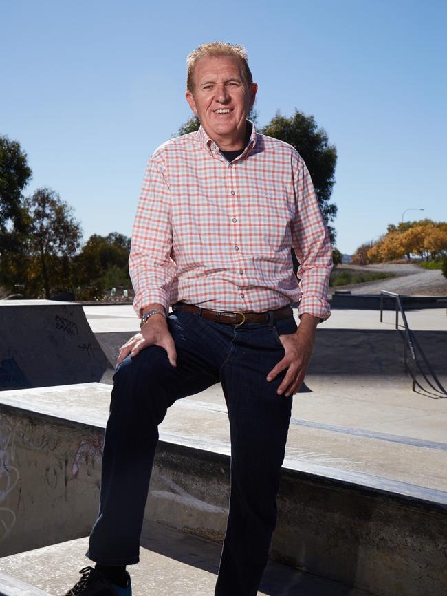 Tea Tree Gully Mayor Kevin Knight, at  skate park.