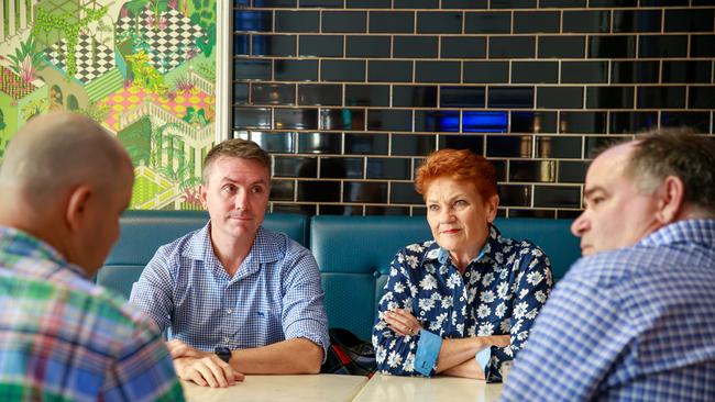 Senator Pauline Hanson and political adviser James Ashby at The Heritage Hotel, Rockhampton. Photo: Steve Vit.