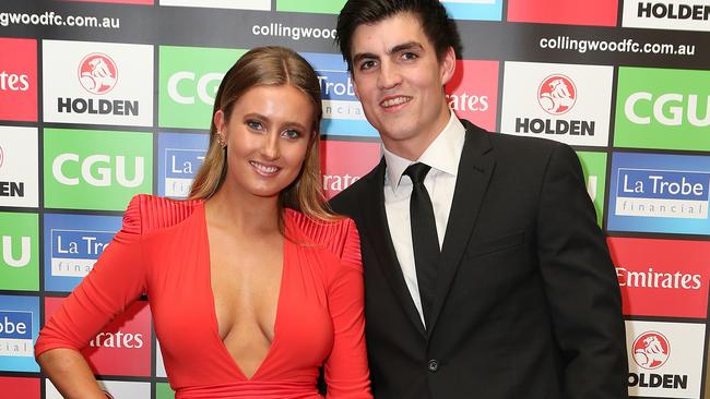 Brayden Maynard with partner Ashlee Browning at te Copeland Trophy. Picture: Julie Kiriacoudis