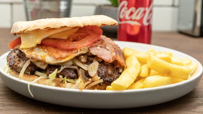 The burgers at Hooked and Cooked on Rooks are a hit.