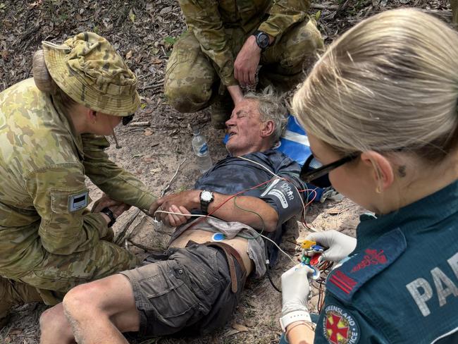 The incredible moment missing man Paul Kearns, 77, is found alive after four days during extreme weather on the Fraser Coast.