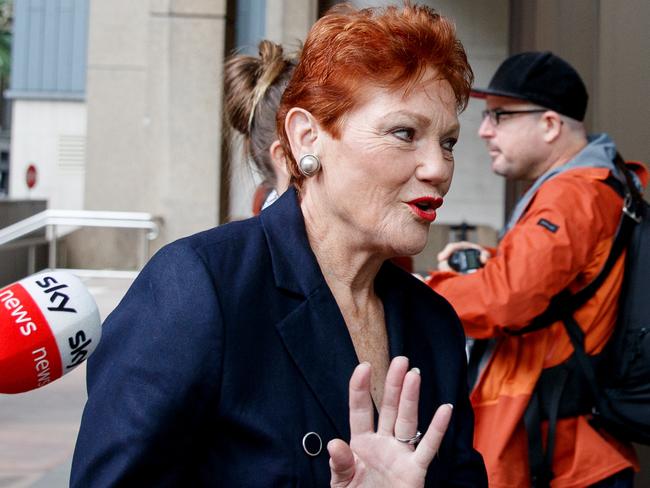 SYDNEY, AUSTRALIA - NewsWire Photos APRIL 30, 2024: Senator Pauline Hanson arrives at Federal Court on Tuesday. Green senator Mehreen Faruqi is suing Pauline Hanson under the Racial Discrimination Act after the One Nation founder told her to Ãpiss off back to PakistanÃ Picture: NCA NewsWire / Nikki Short