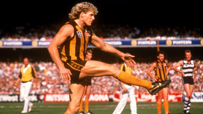 Dermott Brereton in action for Hawthorn in 1991.