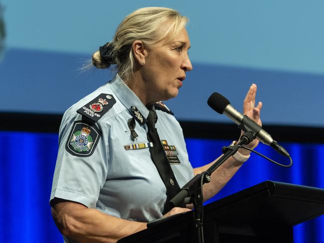 Police Commissioner Katarina Carroll responds to a question at the Toowoomba Community Safety Forum last week. Picture: Kevin Farmer.