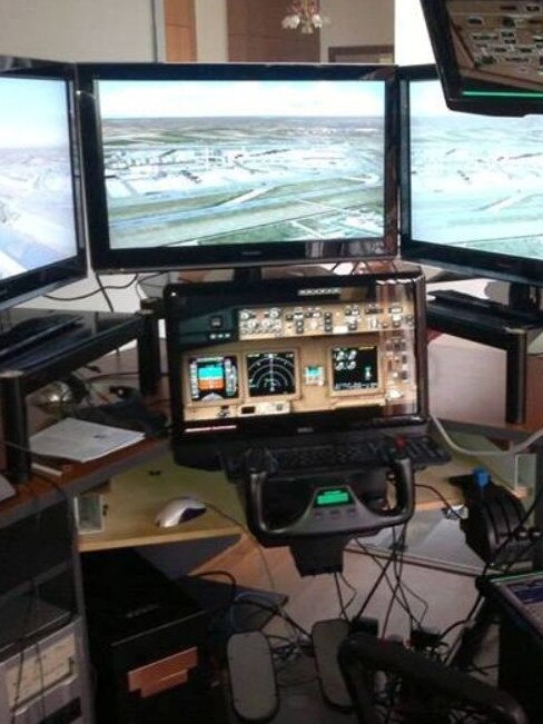 Captain Shah had a flight simulator set up at his home.