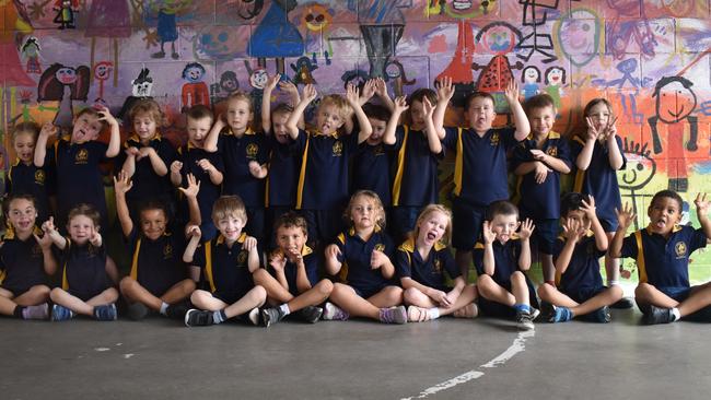 (Left to right) Roma State College's Prep F class (back) Charlotte, Levi, Violet, Archer, Indie, Hannah, Colt, Caleb, Adam, Archie, Archer and Audrey. (Front) Miah, Chayse, Nadia, Jaxson, Oscar, Elise, Brylee, Jahvai, Kairat and Sharano. Picture: Chloe Cufflin.