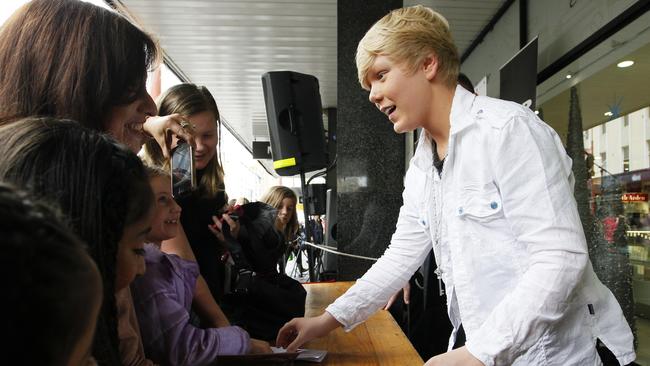 Australia's Got Talent winner Jack Vidgen, 14, signing autographs at Myer.