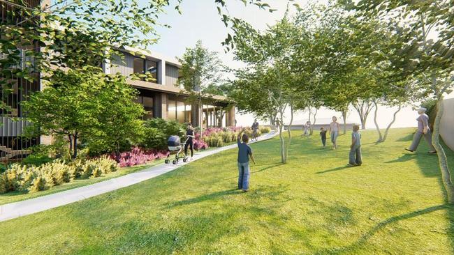 An artist's impression of the proposed Belrose Village Square development which will offer “high end” terraces for sale. Picture: DKO Architecture