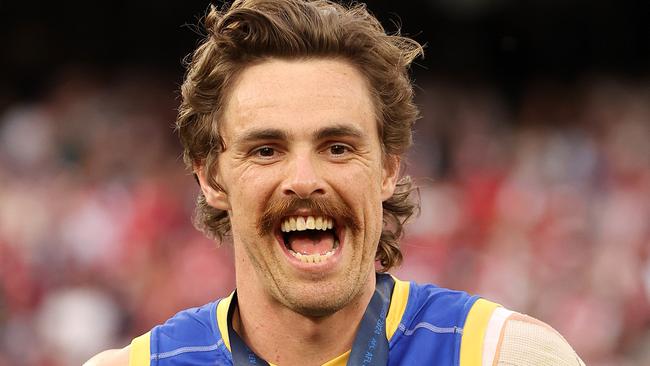 MELBOURNE , AUSTRALIA. SEPTEMBER 28, 2024. AFL Grand Final between the Sydney Swans and the Brisbane Lions at the MCG. Joe Daniher of the Brisbane Lions celebrates the win. Picture: Mark Stewart