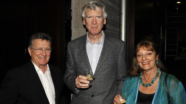 Graeme Blundell, left, with David and Kristin Williamson.