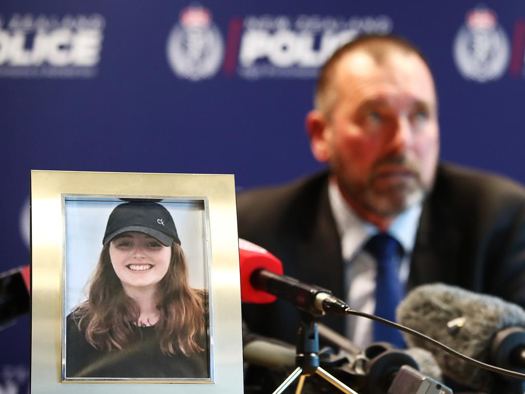 Detective Inspector Scott Beard speaks to the media on December 7 regarding the disappearance of Grace Millane. Picture: Hannah Peters