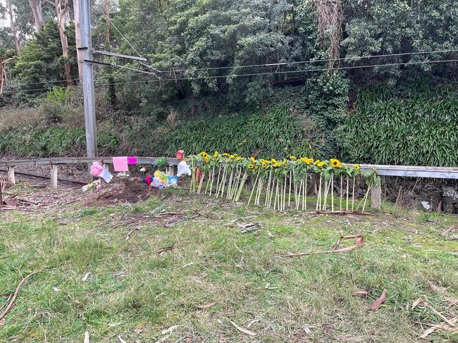 A memorial was erected at the site where three-month-old Lily was struck by a train in Upwey. Picture: Kimberley Seedy