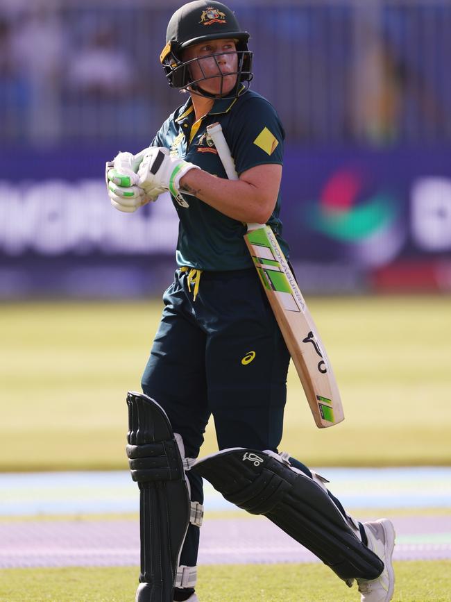 Alyssa Healy of Australia walks off after being dismissed. Picture: Matthew Lewis-ICC/ICC via Getty Images