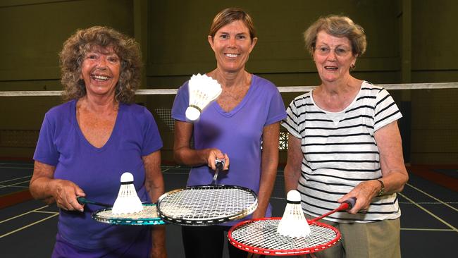 SOCIAL SPORT: Badminton players, Francoise Jewell, Lyn Jacobs and Joanne Wheeler are ready to hit the court at Nambour. Picture: Warren Lynam