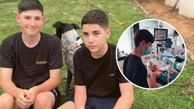 Twins Enrique and Carlo Medina are slowly learning to rebuild their lives after a bicycle accident near Redland Bay’s ferry terminal in April.