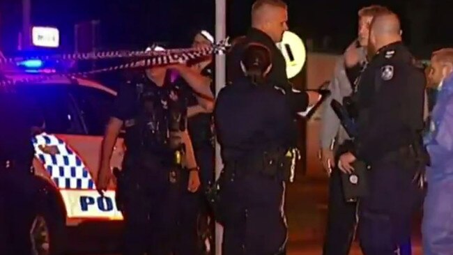 Police investigating the fatal attack overnight. Picture: 9 News Queensland.