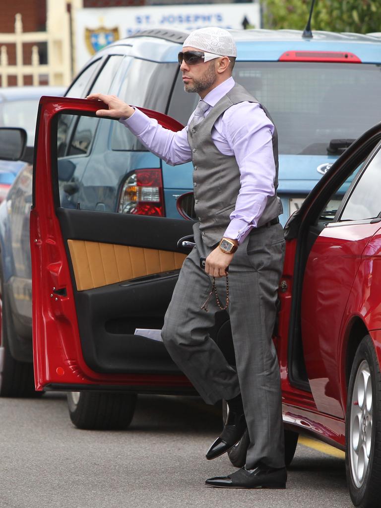 April 2013 - Vince arrives at the funeral of his father, Giuseppe Focarelli.