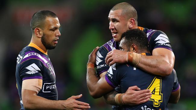 Will Chambers, left, was benched for Storm’s clash with Parramatta. Picture: Getty Images