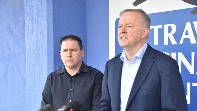 Labor candidate for Flynn Matt Burnett and leader of the opposition Anthony Albanese