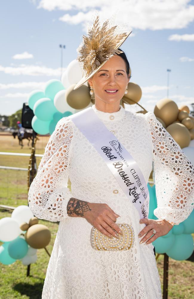 Melissa Reddich was named Best Dressed Lady in the classic category at the Clifton Races fashions on the field, Saturday, October 28, 2023. Picture: Kevin Farmer