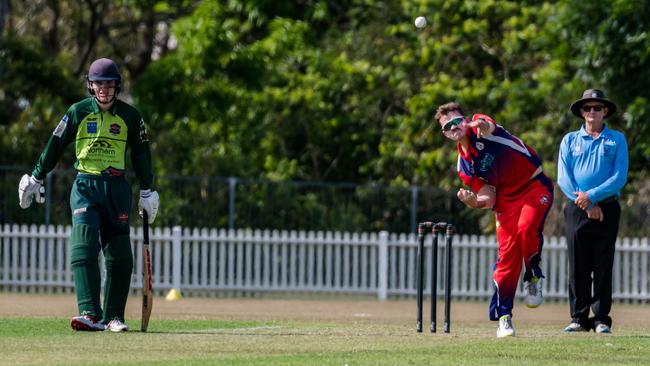 Will Robertson bowls for Mulgrave. Picture: Emily Barker