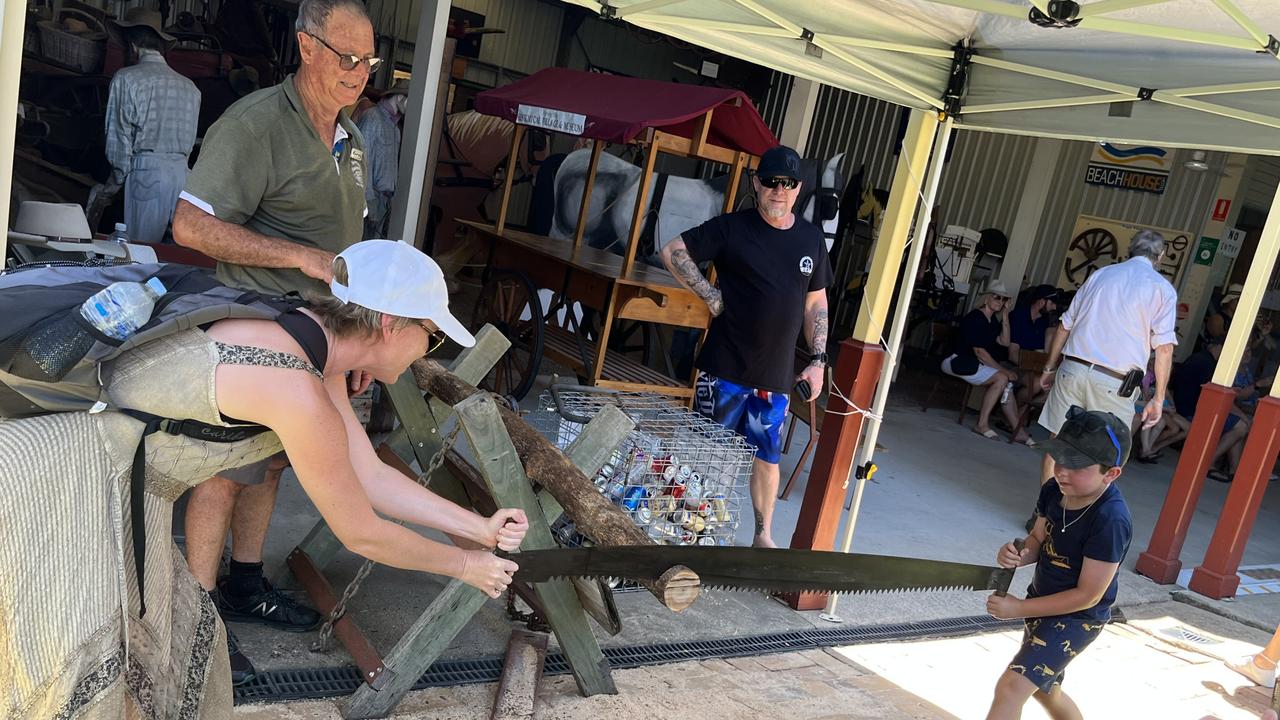 Holly Murphy and Conner Murphy-Stewart, 6, having fun at Hervey Bay Historical Village and Museum.