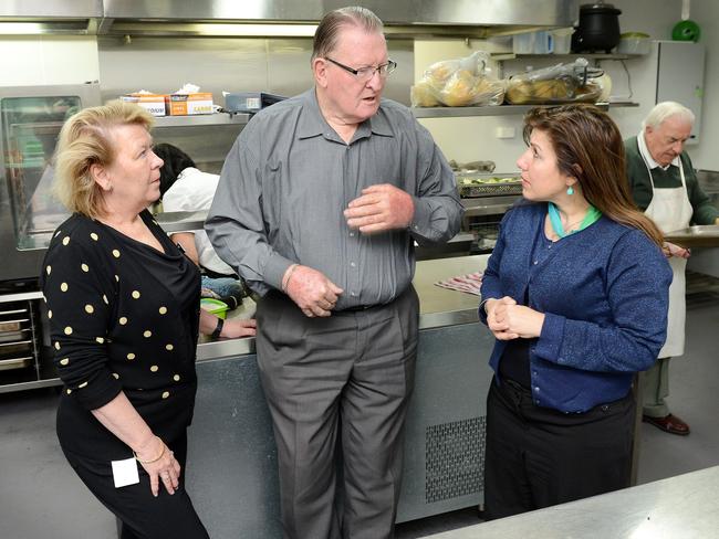 Laurie Maher with staff in the Coast Shelter kitchens.