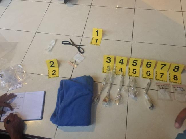 Denpasar Police assess the evidence. Picture: Supplied