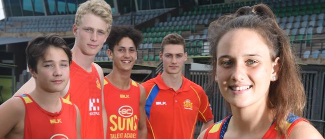 Gold Coast Suns academy player Ellie Hampson (far right). 