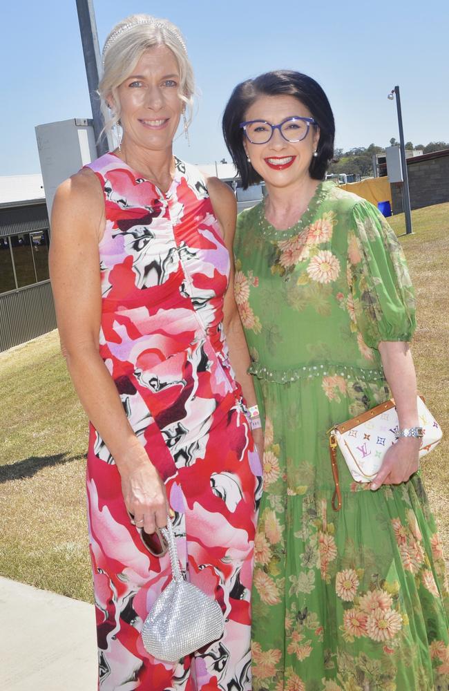 Louise (L) and Danielle (R) at Warwick Cup race day at Allman Park Racecourse, Saturday, October 14, 2023. Picture: Jessica Klein