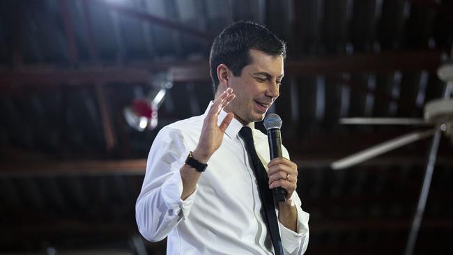 Pete Buttigieg on the campaign trail in Knoxville, Iowa, this week. Picture: AP