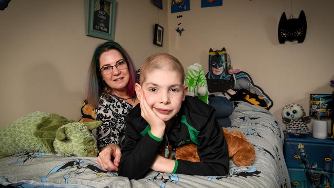 Riley Sinclair and mum Tammy Sinclair at their Bentleigh East home. Picture: Penny Stephens