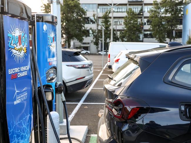 Electric charging stations in the Melbourne suburb of Brunswick. Expect to see a lot more of these pop up in the next eight years. Picture : NCA NewsWire / Ian Currie