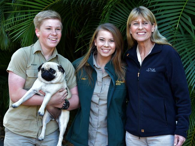 Bindi Irwin celebrates her 19th birthday with brother Bob and mum Terri at Australia Zoo. Picture: Supplied