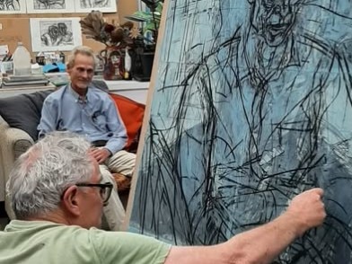 Bruce French sitting for David Fairbairn in the past. Fairbairn said: “Bruce’s striking appearance, with his lean physique and almost skeletal bone structure, immediately drew me in. As a rule, my subjects tend to be people in their later years, who have had rich, varied life experiences, which makes it possible for me to create a more emotive, expressive and visually stimulating response.” This is Fairbairn’s 10th time as an Archibald Finalist. Photo: Instagram