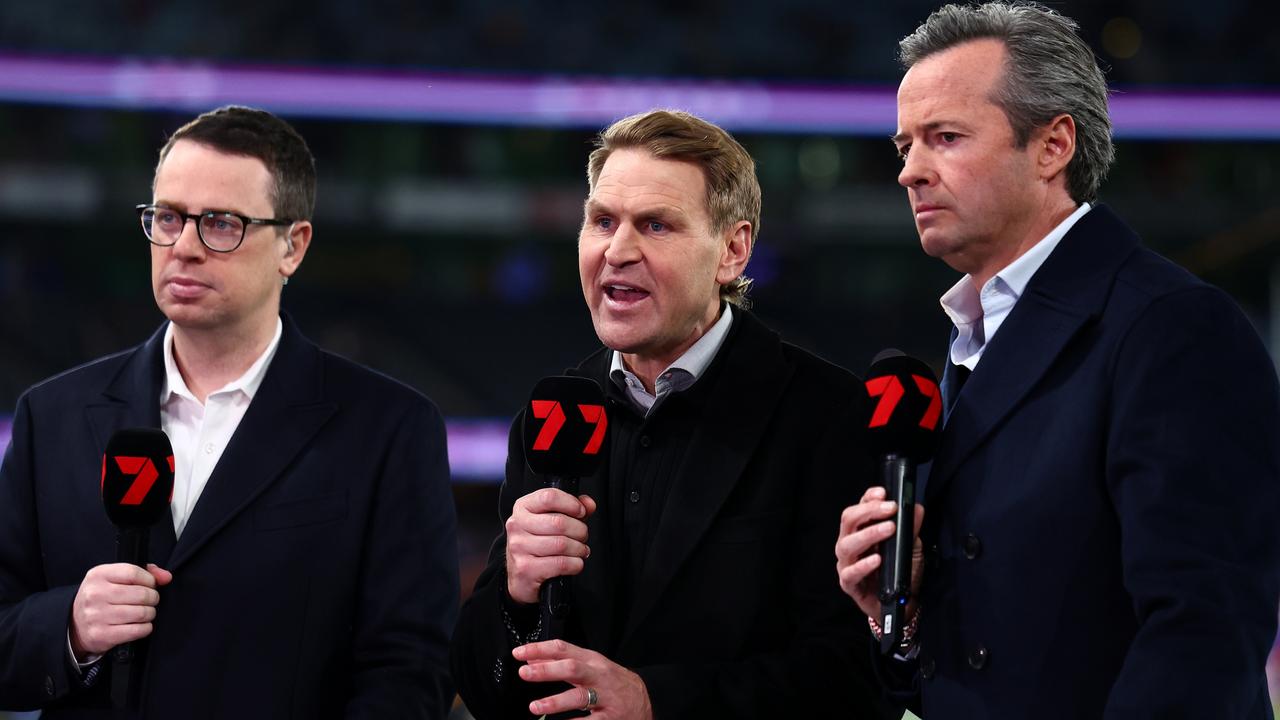 Kane Cornes (centre) put his foot in it. Photo by Morgan Hancock/Getty Images.